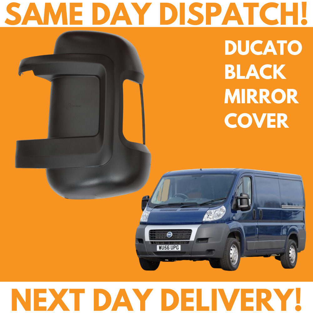 Fiat Ducato 2006-2020 Short Arm Wing Mirror Cover Black Left Side