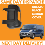 Fiat Ducato 2006-2020 Short Arm Wing Mirror Cover Black Left Side