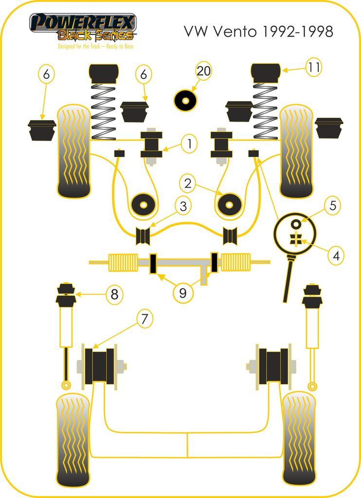 For VW Vento 1992-1998 PowerFlex Bump Stop Rear