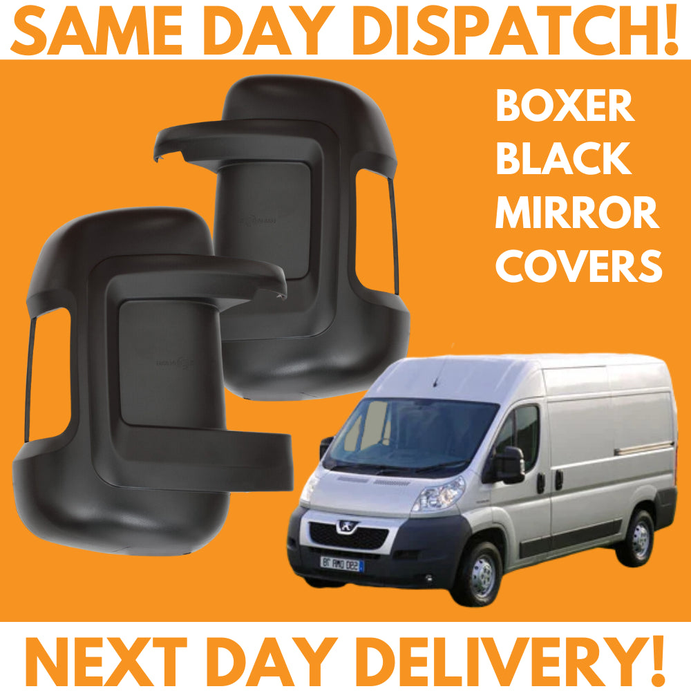 Peugeot Boxer 2006-2020 Short Arm Wing Mirror Covers Black Left & Right Side Pair