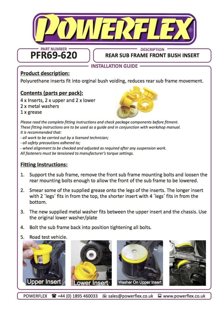 For Subaru Impreza 2011-2015 PowerFlex Rear Sub Frame Front Bush Insert