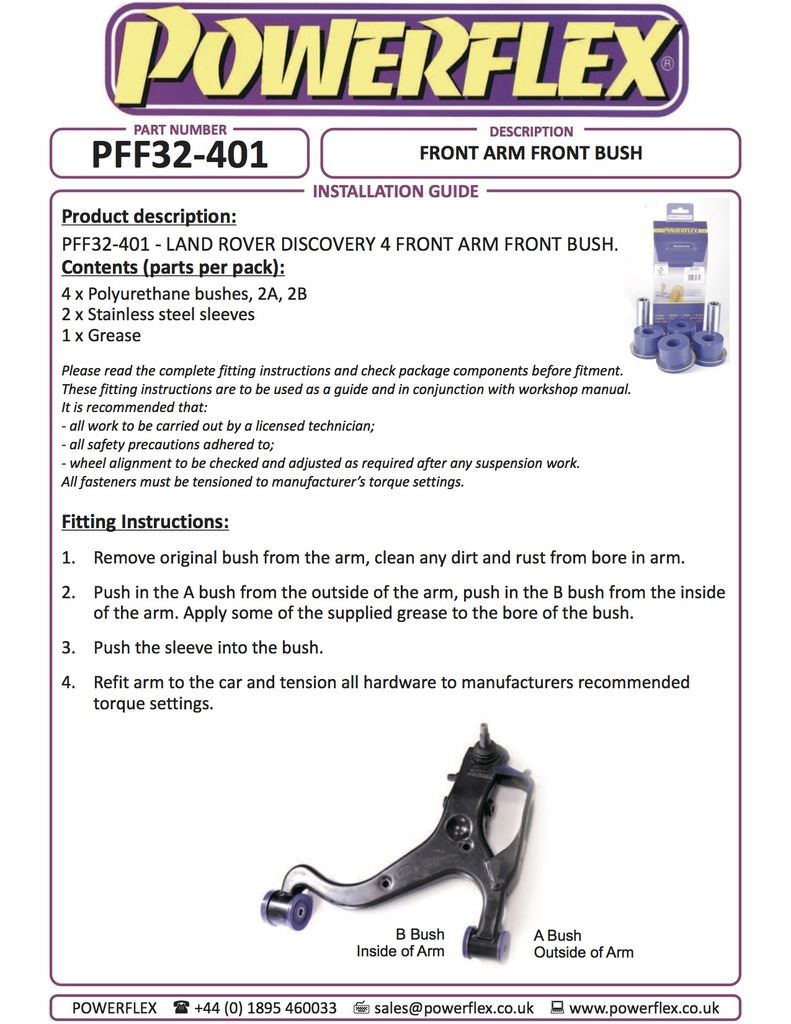 For Land Rover Discovery 4 2009 on PowerFlex Front Arm Front Bush