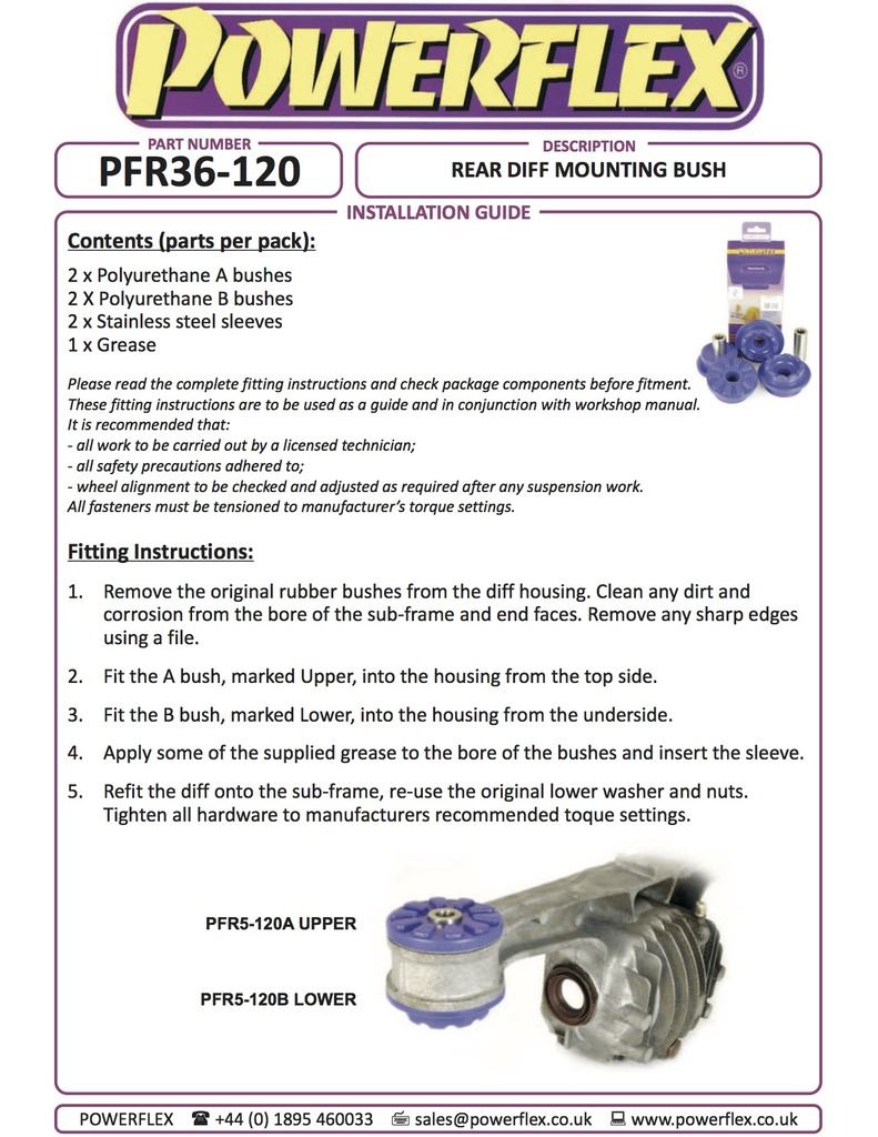 For Mazda MX-5 1989-1998 PowerFlex Black Series Rear Diff Mounting Bush