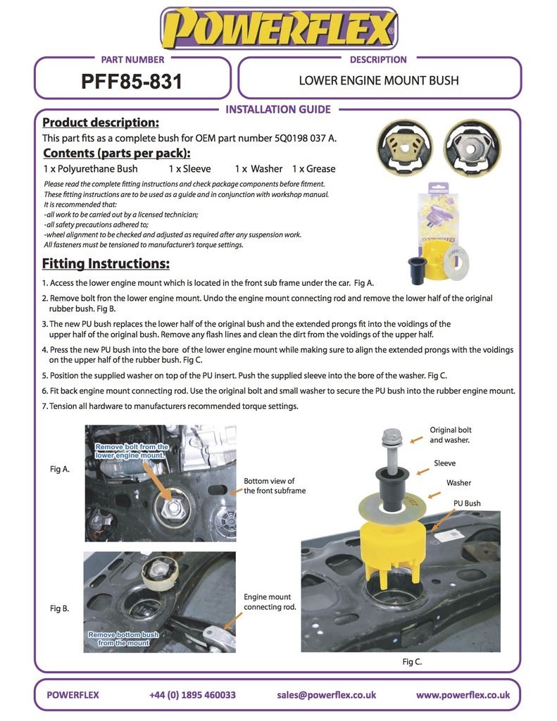 For VW Touran 2017- PowerFlex Black Series Front Lower Engine Mount