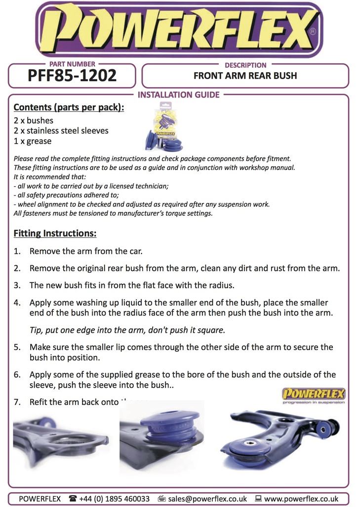 For Seat Ibiza 6J 2008- PowerFlex Front Arm Rear Bush
