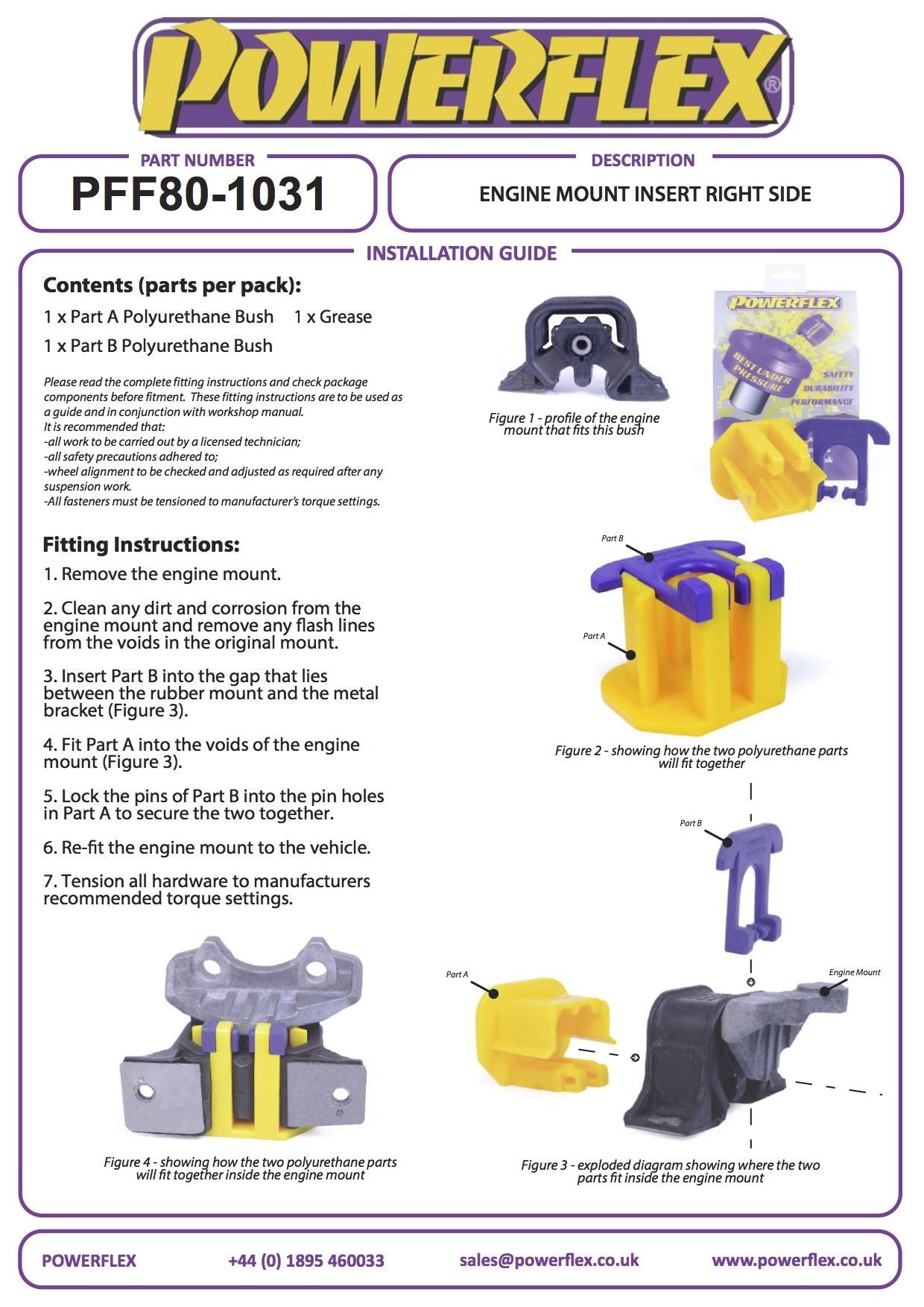 For Vauxhall Meriva 2002-2011 PowerFlex Black Engine Mount Insert Right Side