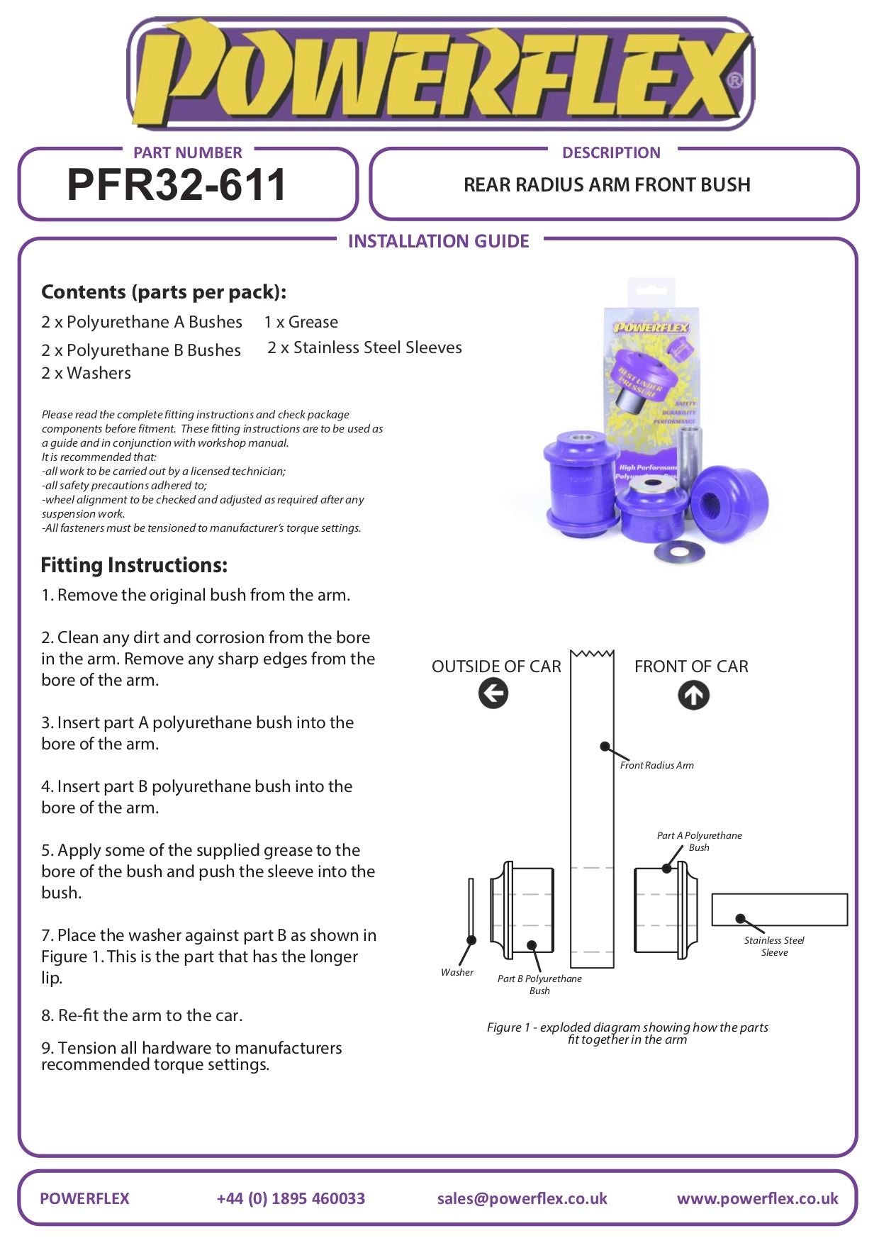 Land Rover Discovery 2 (1999-2004) PowerFlex Rear Radius Arm Front Bush