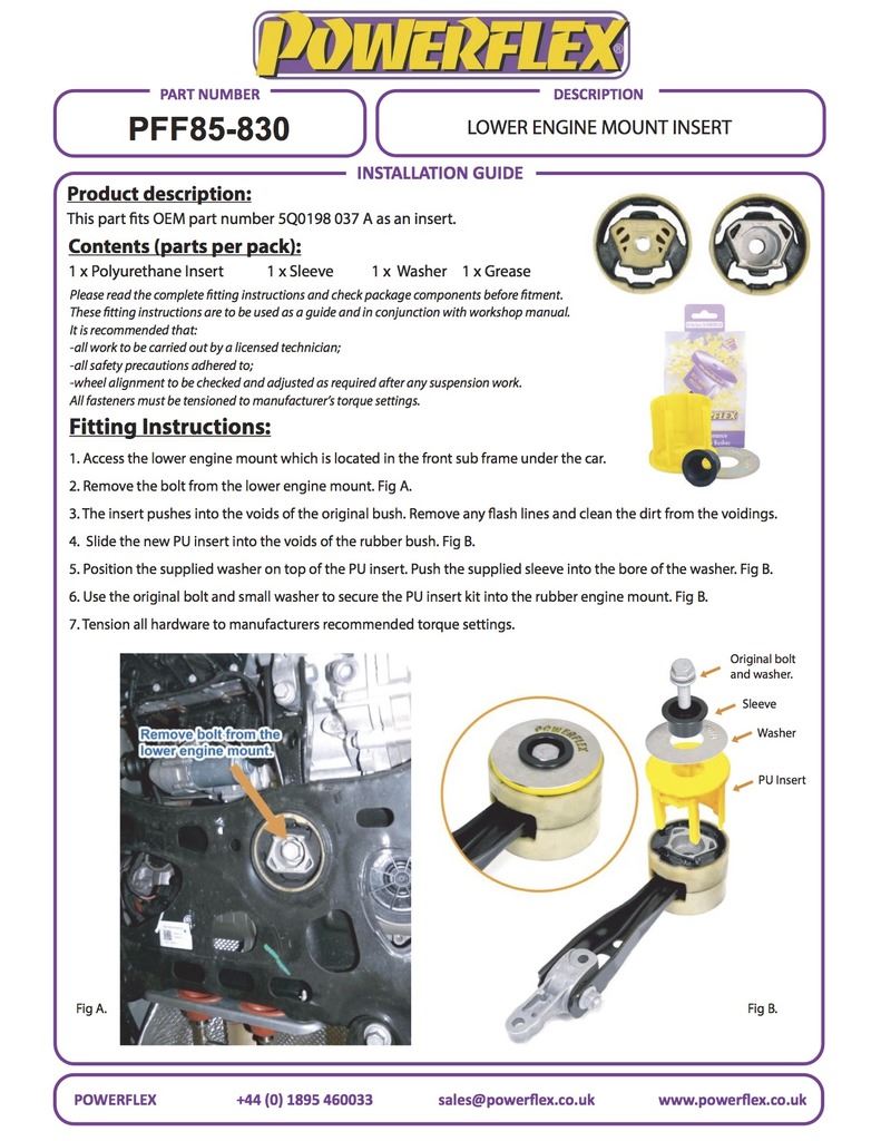 For VW Tiguan 2016- PowerFlex Black Series Lower Engine Mount Insert Large