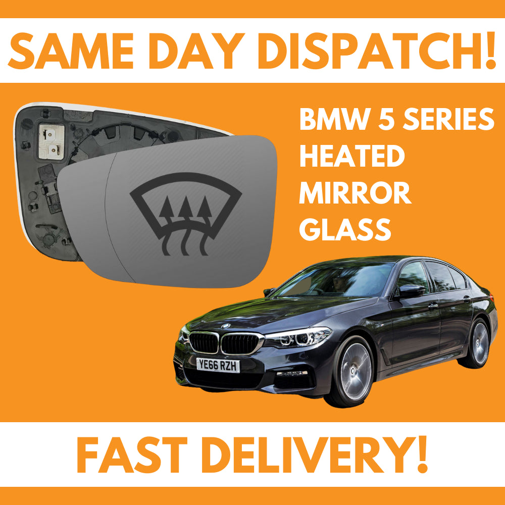 BMW 5 Series G30 2016-2025 Heated Door Wing Mirror Glass UK Left Passenger Side