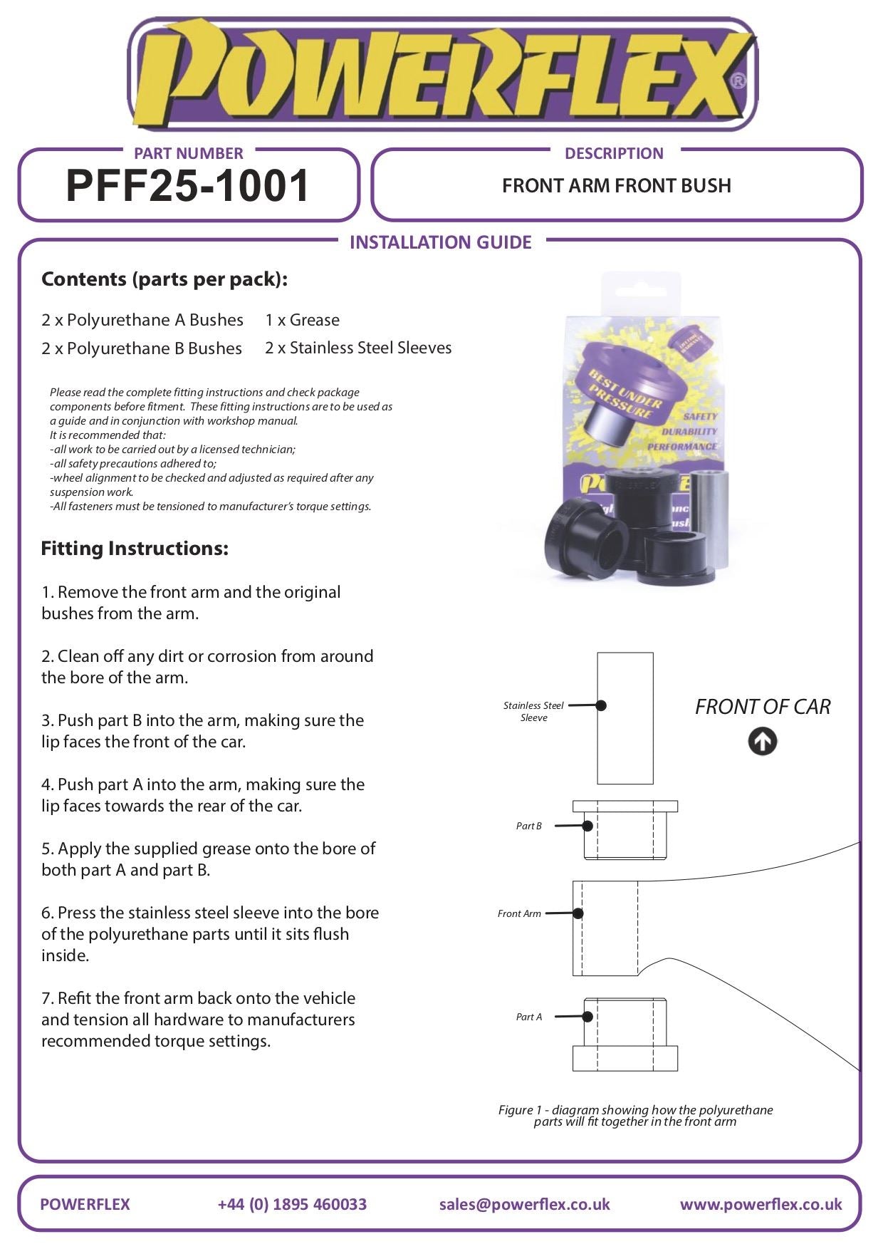 For Honda Civic Mk10 (2016 - On) PowerFlex Front Arm Front Bush