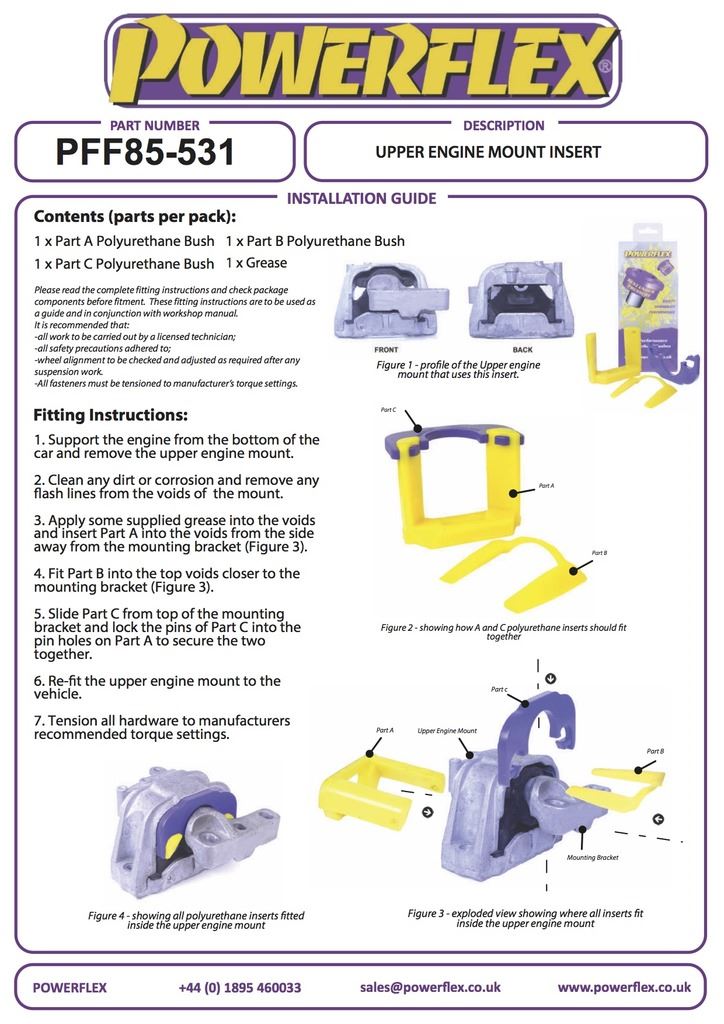 For Audi S3/RS3 MK2 8P (2006-2012) PowerFlex Upper Engine Mount Insert