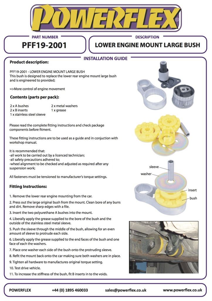 For Ford Fusion 2002-2008 PowerFlex Lower Engine Mount Large Bush