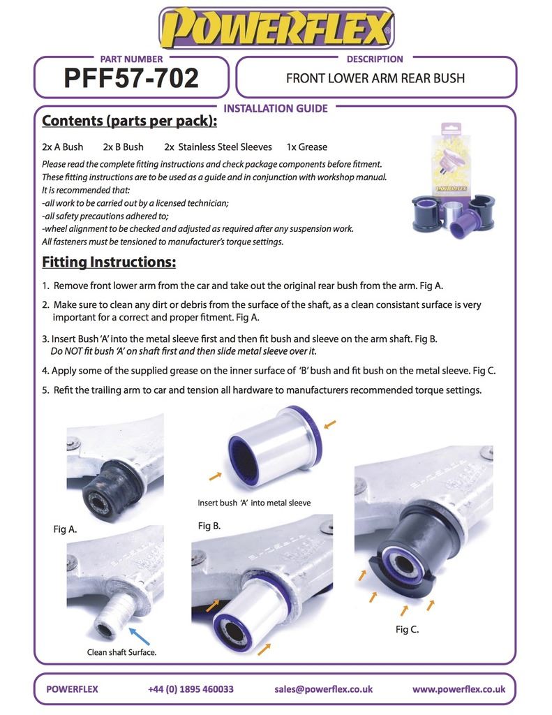 For Porsche 928 1978-1995 PowerFlex Front Lower Arm Rear Bush