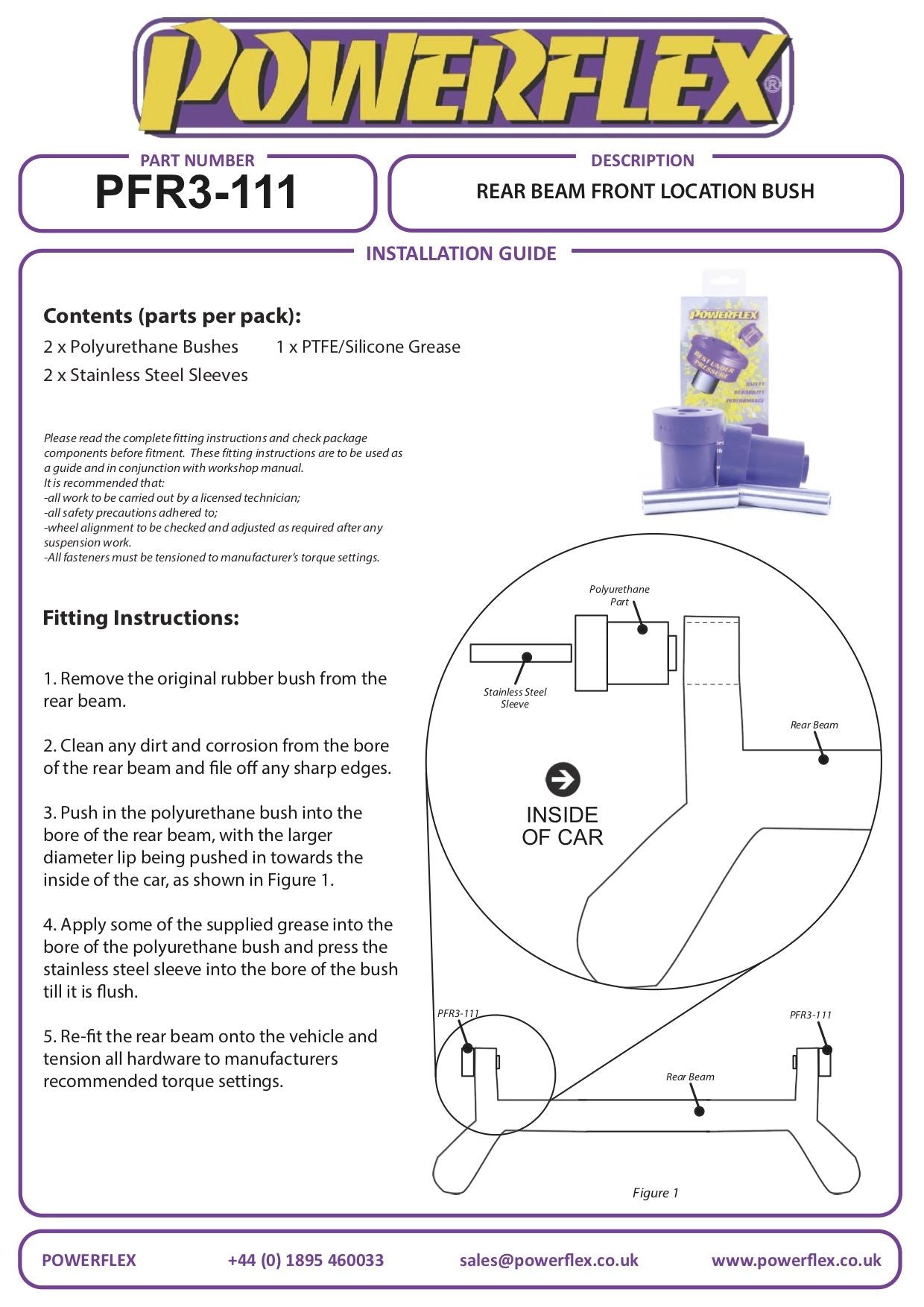 Audi 80 inc Avant 1973-1996 PowerFlex Black Rear Beam Front Location Bush