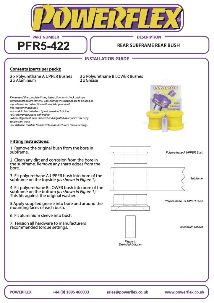 For BMW 3 Series 2005-2013 PowerFlex Rear Subframe Rear Mounting Bush