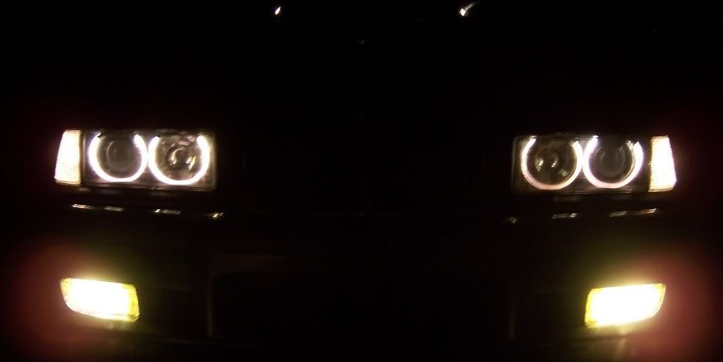 BMW 3 SERIES E36 SALOON & ESTATE 1990-1998 BLACK ANGEL EYES HEADLIGHTS PAIR