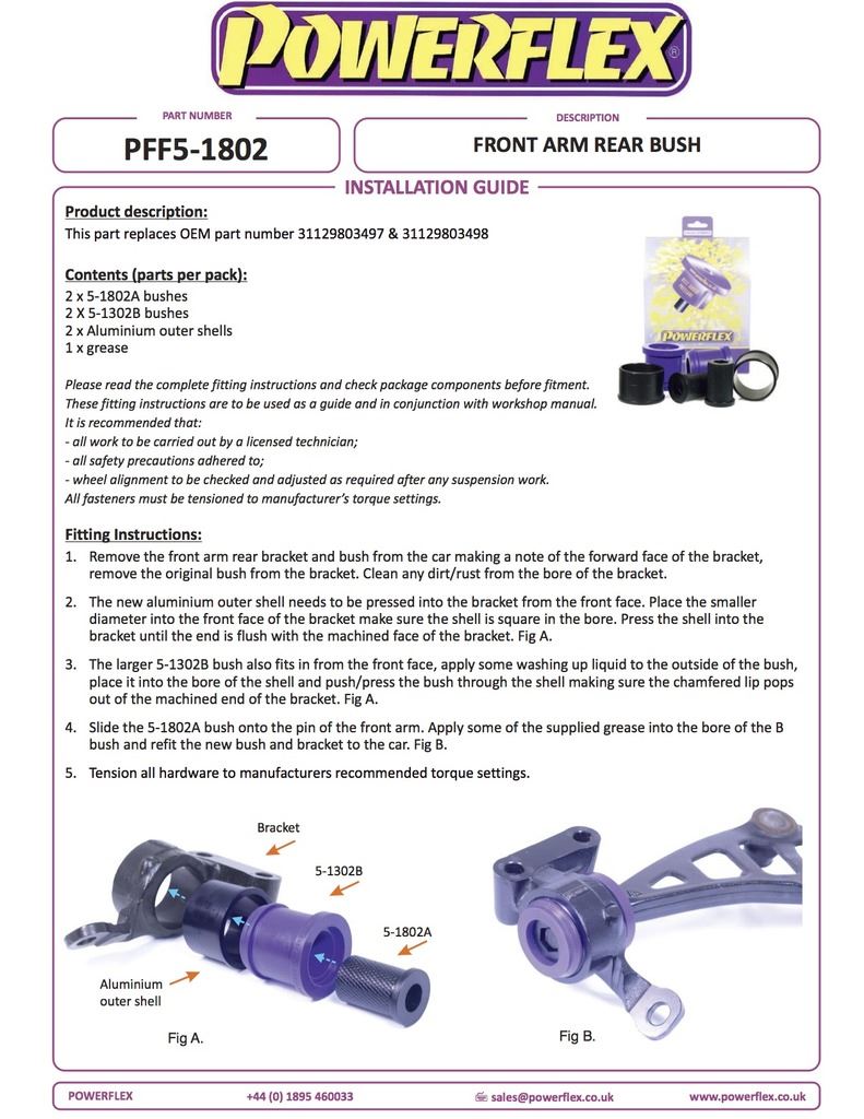 For Mini Countryman R60 2WD 2010-2016 PowerFlex Front Arm Rear Bush