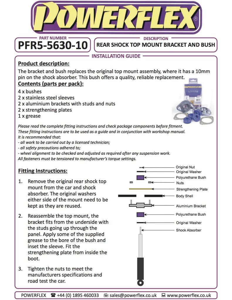 For BMW 3 Series 1990-2000 PowerFlex Black Rear Shock Top Mount Bracket and Bush