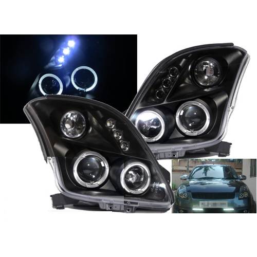 SUZUKI SWIFT  2/2005-2010 BLACK ANGEL EYES HEADLIGHTS PAIR