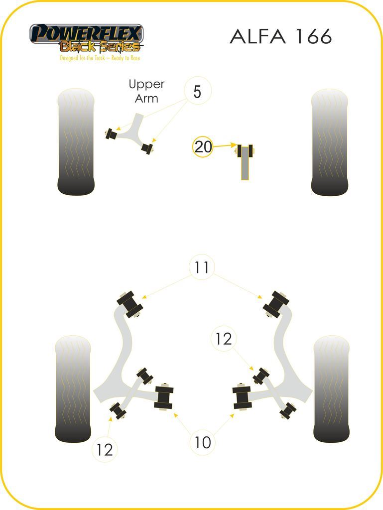 For Alfa 166 1999-2007 PowerFlex Black Series Rear Stabiliser Arm Bush