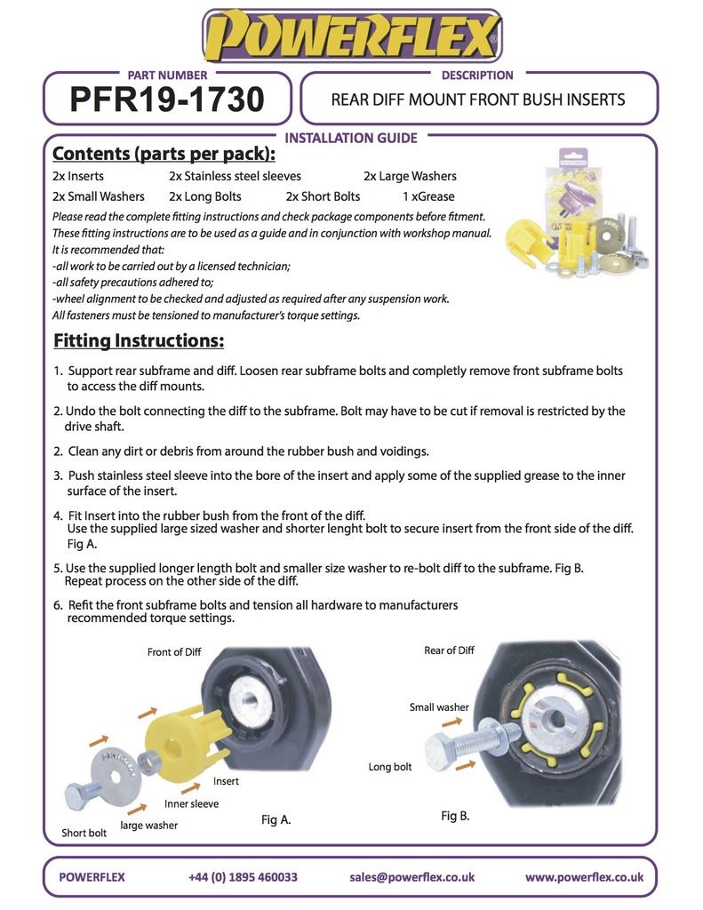 For Ford MUSTANG 2015 - PowerFlex Rear Diff Mount Front Bush Insert