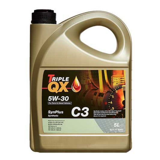 Car Engine Oil Triple QX SynPlus SAE 5W30 C3 Fully Synthetic Low Saps 5L 5 Litre
