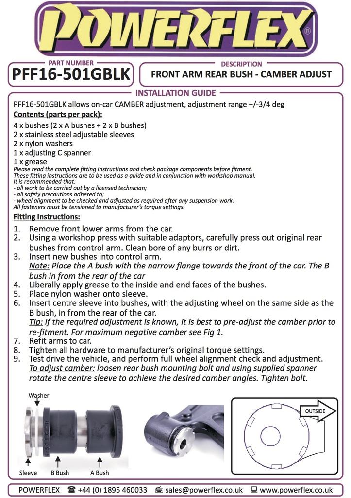 For Fiat Panda 4WD 2003-2012 PowerFlex Black Series Front Arm Front Bush