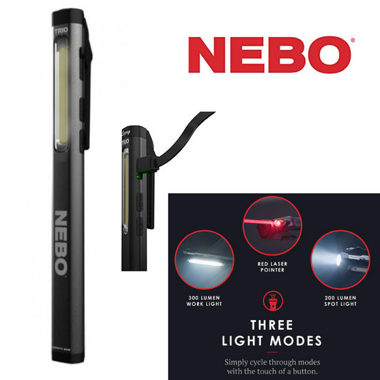Nebo Trio Work Torch LED Pen Light Work Light Laser Rechargeable