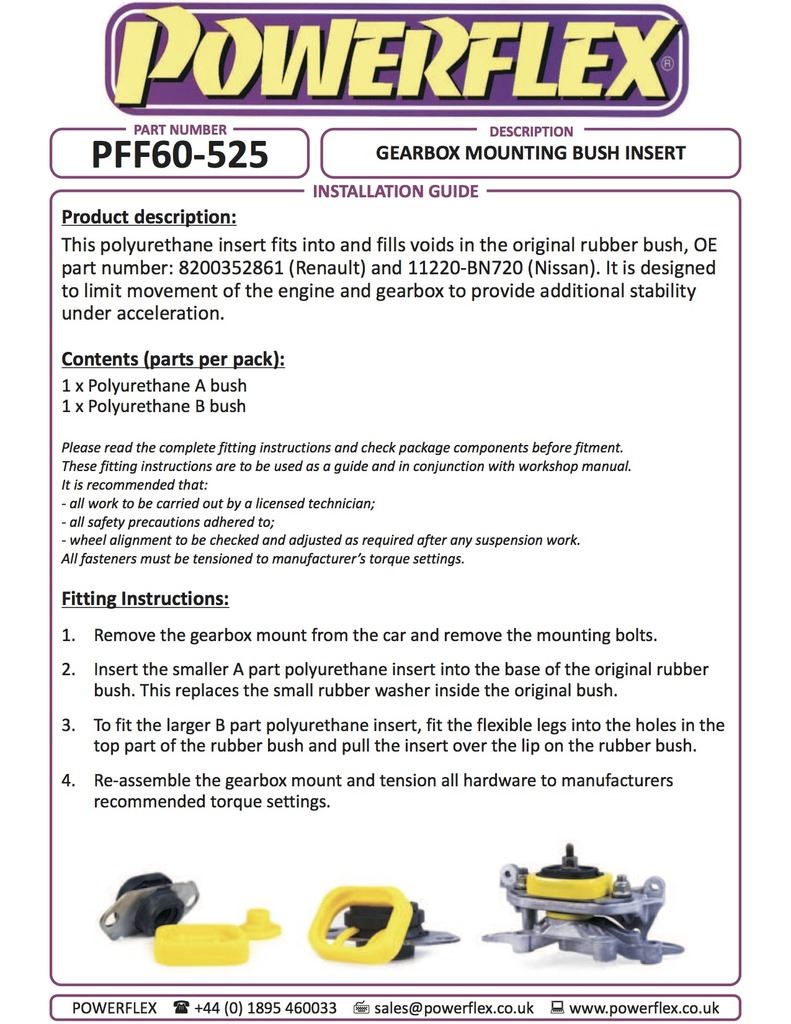 For Nissan Note/Tiida 2006-2011 PowerFlex Gearbox Mounting Bush Insert