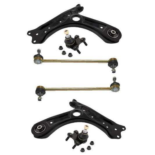 For VW Polo 2009-2016 Front Lower Wishbones Arms and Drop Links Pair