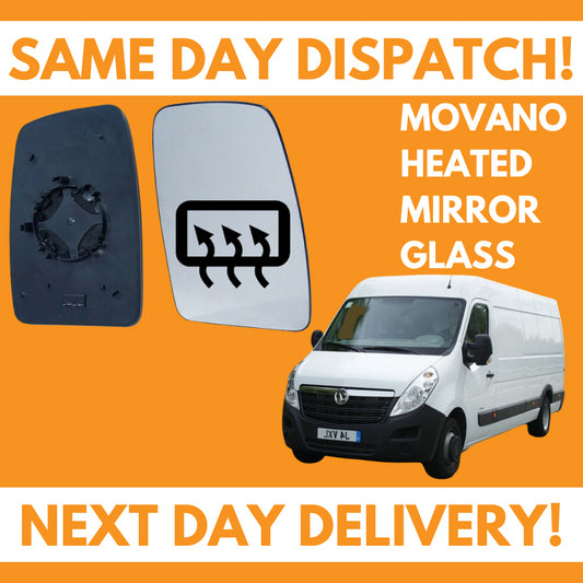 Vauxhall Movano 2010-2020 Heated Door Wing Mirror Glass UK Right Drivers Side