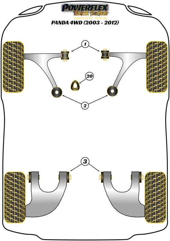 Fiat Panda 4WD (2003-2012) PowerFlex Black Lower Torque Mount, Track Use