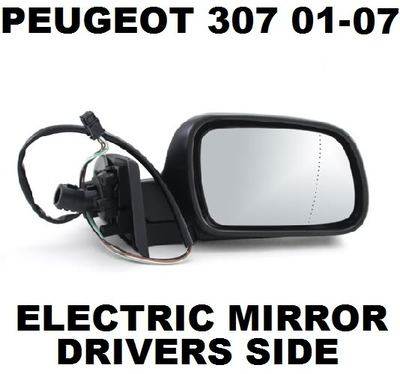 Peugeot 307 2001-7/2005 Electric Wing Door Mirror Primed Cover Drivers Side