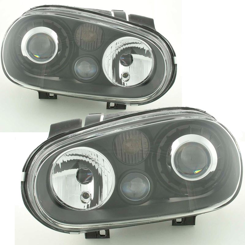 VW Golf MK4 1998-2004 Black R32 Look Projector Headlights Headlamps & Fogs