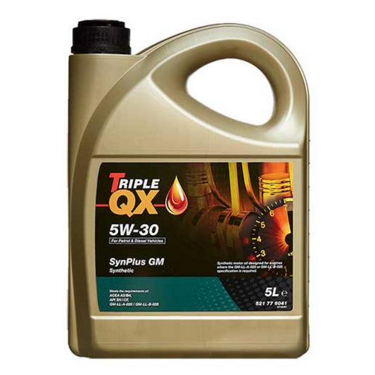 Car Engine Oil Triple QX SynPlus SAE 5W30 A3/B4 Fully Synthetic GM 5L 5 Litre