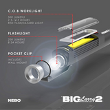 Nebo Big Larry 2 Work Torch Flash Light Black LED COB 500 Lumens 2 Year Warranty
