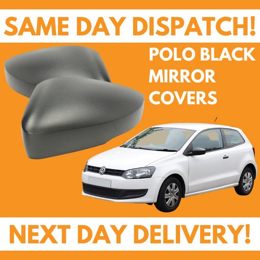 VW Polo 6R 2009-2018 Wing Mirror Covers Black Left & Right Side Pair