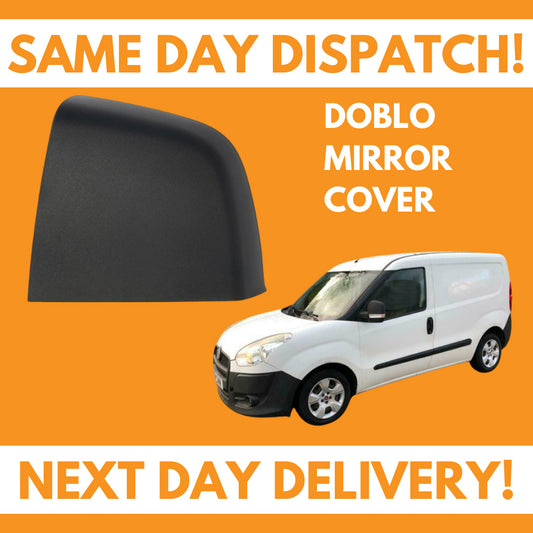 Fiat Doblo 2010-2020 Door Wing Mirror Cover Cap Black Left Side