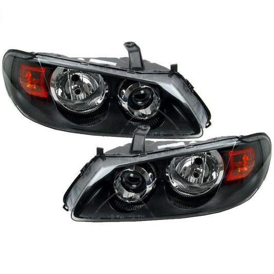 Nissan Almera 2003-2006 Black Headlights Headlamps 1 Pair O/S & N/S