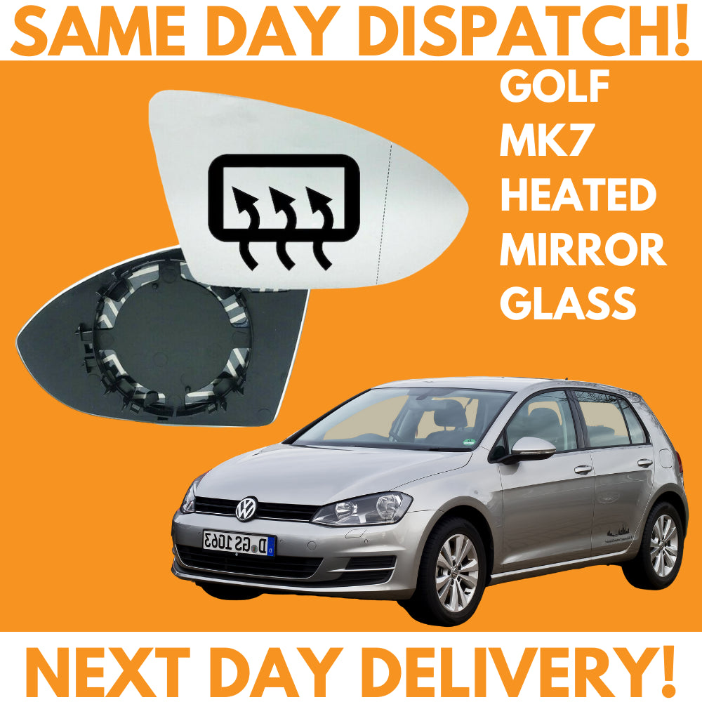 VW Golf MK7 Inc SV 2012-2020 Heated Door Wing Mirror Glass UK Right Drivers Side