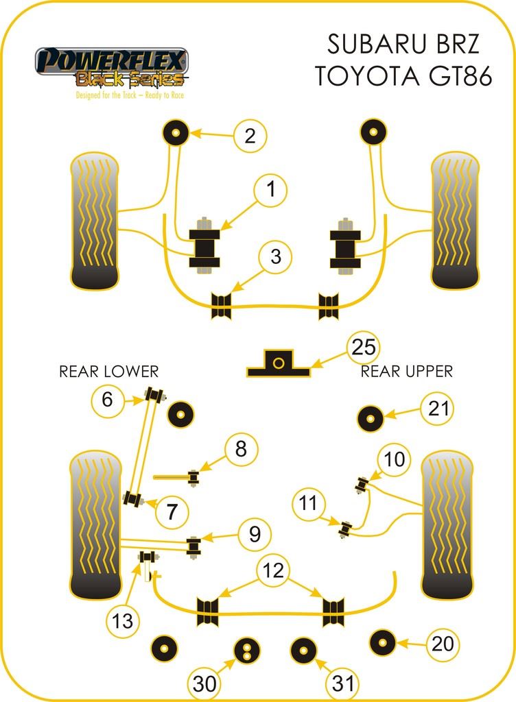 Scion FR-S Track & Race PowerFlex Black Rear Anti Roll Bar Link Rod To Lower Arm