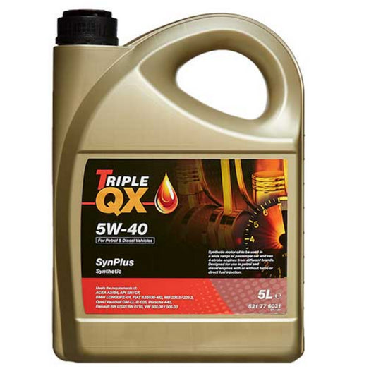 Car Engine Oil Triple QX SynPlus SAE 5W40 Fully Synthetic 5L A3 B3 B4 5 Litre