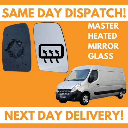 Renault Master 2010-2020 Heated Door Wing Mirror Glass UK Right Drivers Side