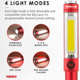 Nebo Big Larry 2 Work Torch Flash Light Red LED COB 500 Lumens 2 Year Warranty